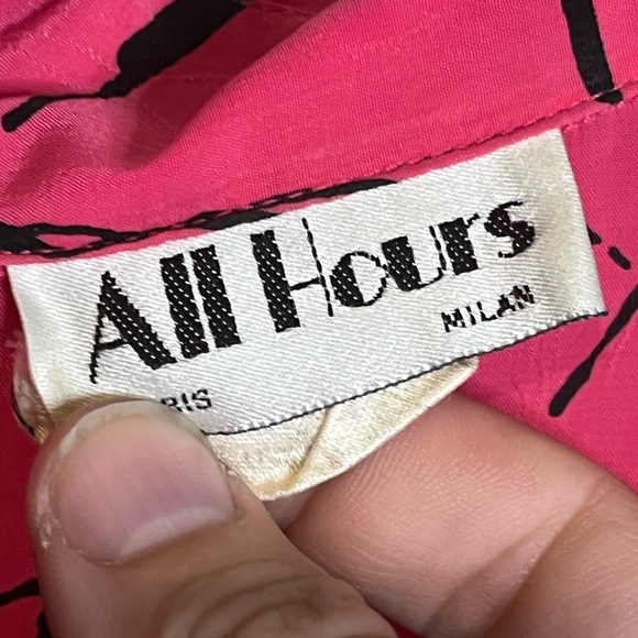 All Hours Paris/Milan Women’s Sz M Pink Polyester Crinkle Crepe Blouse - Picture 3 of 6